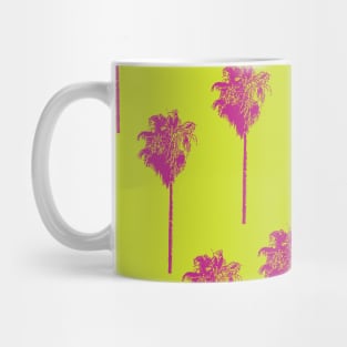 Vintage palm trees pink on lime green Mug